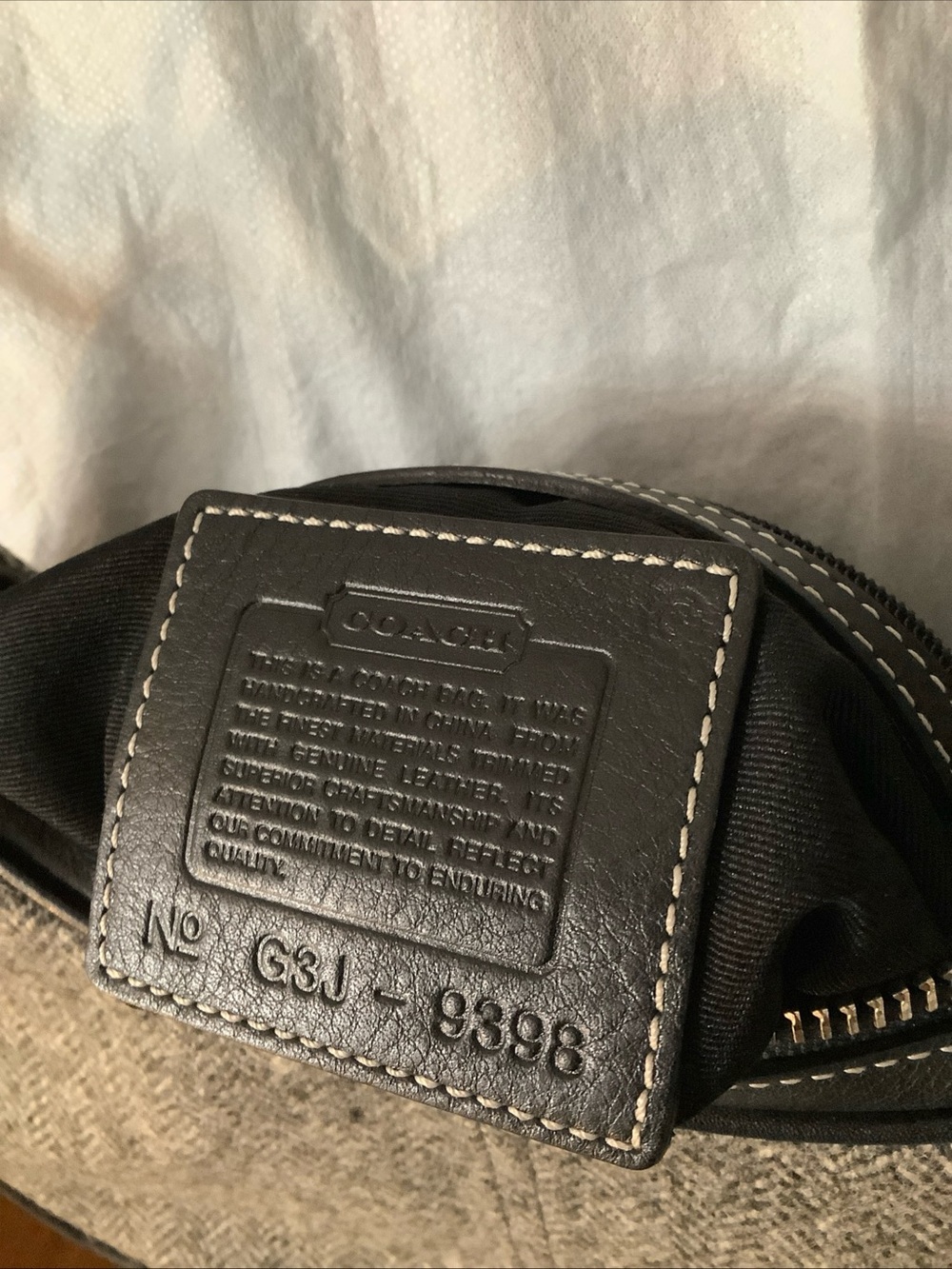 Coach 9398 Vintage Y2K Soho Baguette Herringbone Wool Leather Bag Gray/Black - Picture 12 of 16